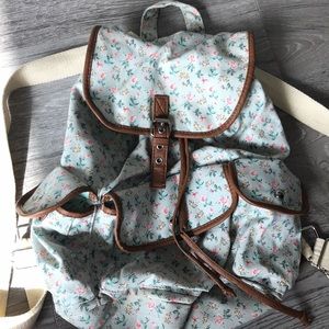 Adjustable floral backpack- teal